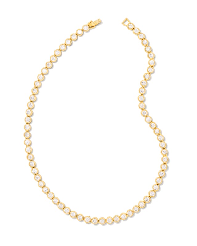 Carmen Gold Tennis Necklace in White Crystal image number 0.0