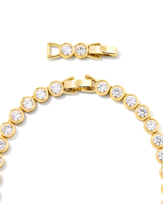 Carmen Gold Tennis Necklace in White Crystal image number 2.0