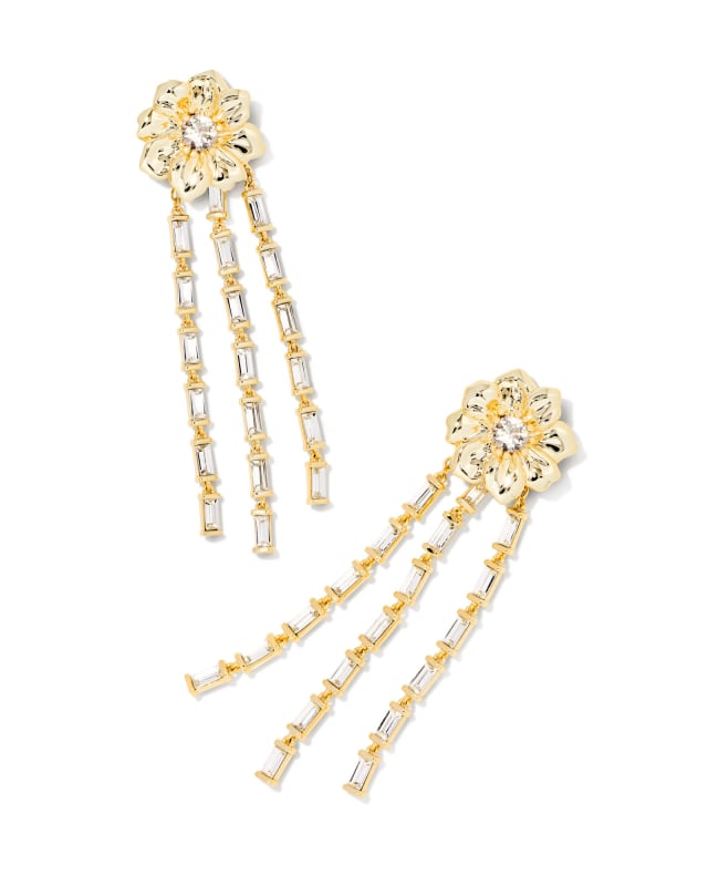Cameron Gold Convertible Statement Earrings in White Crystal image number 0