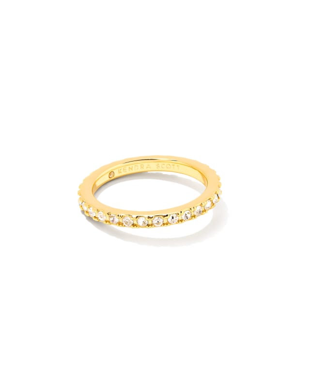 Kate Gold Band Ring in White Crystal image number 0.0