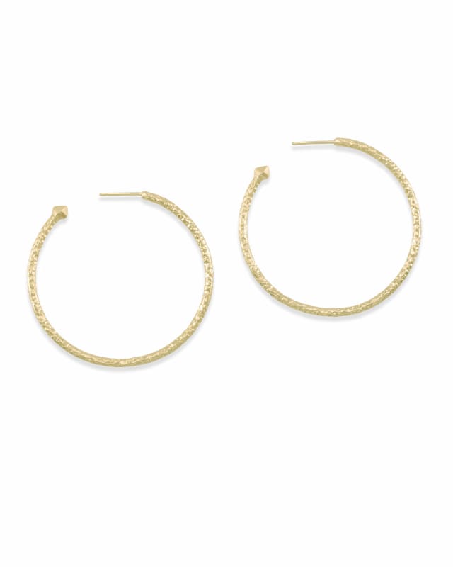 Hammered Hoop Earrings in Gold image number 0