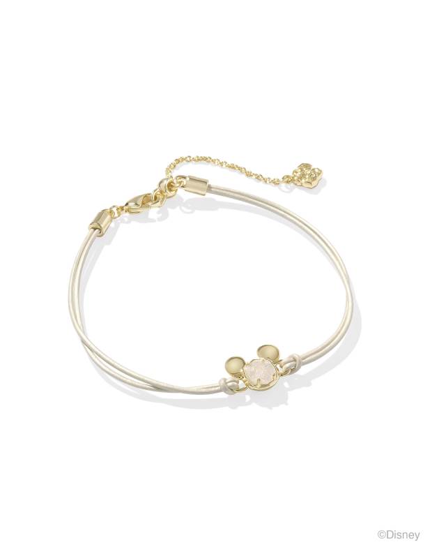 Disney | Kendra Scott Gold Mickey Mouse Corded Bracelet in Iridescent Drusy image number 0.0