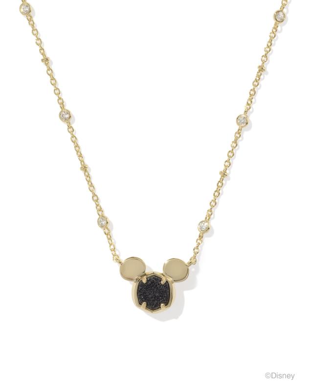 Disney | Kendra Scott Gold Mickey Mouse Short Pendant Necklace in Black Drusy image number 0.0