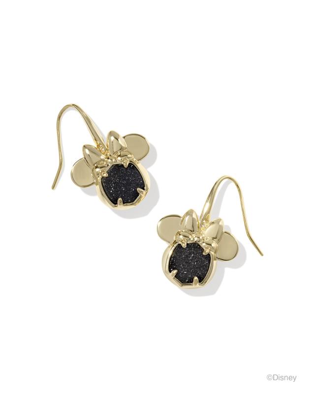 Disney | Kendra Scott Gold Minnie Mouse Drop Earrings in Black Drusy image number 0.0