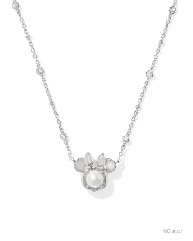 Disney | Kendra Scott Silver Minnie Mouse Short Pendant Necklace in White Pearl image number 0.0