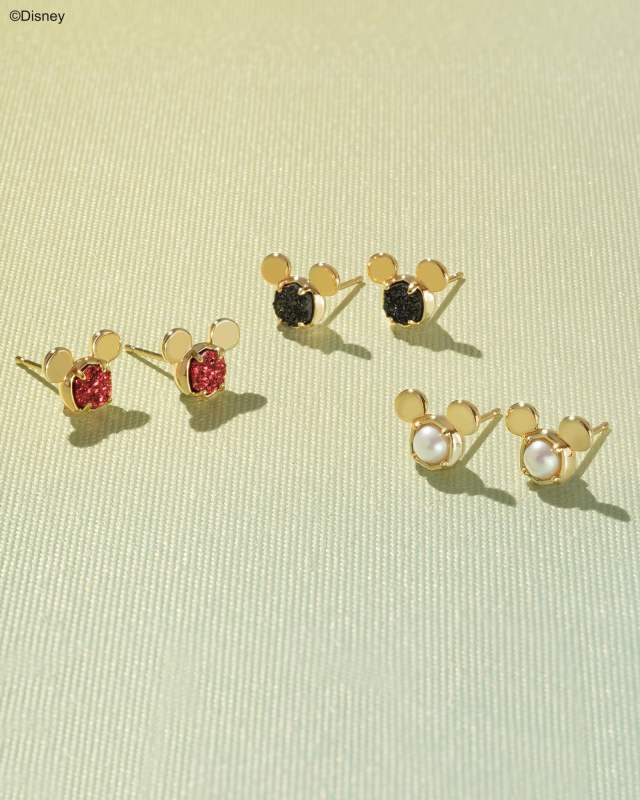 Disney | Kendra Scott Gold Mickey Mouse Stud Earrings in White Pearl image number 2.0