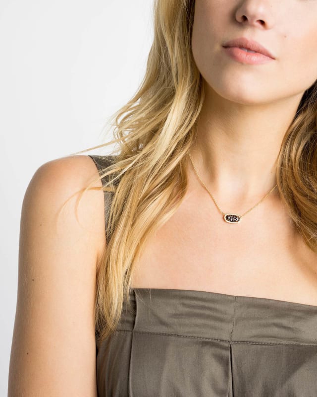 Elisa Gunmetal Pendant Necklace in Black