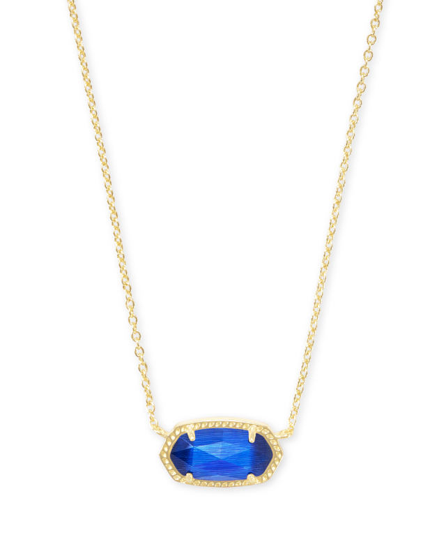 Elisa Gold Pendant Necklace in Cobalt Cat's Eye image number 0