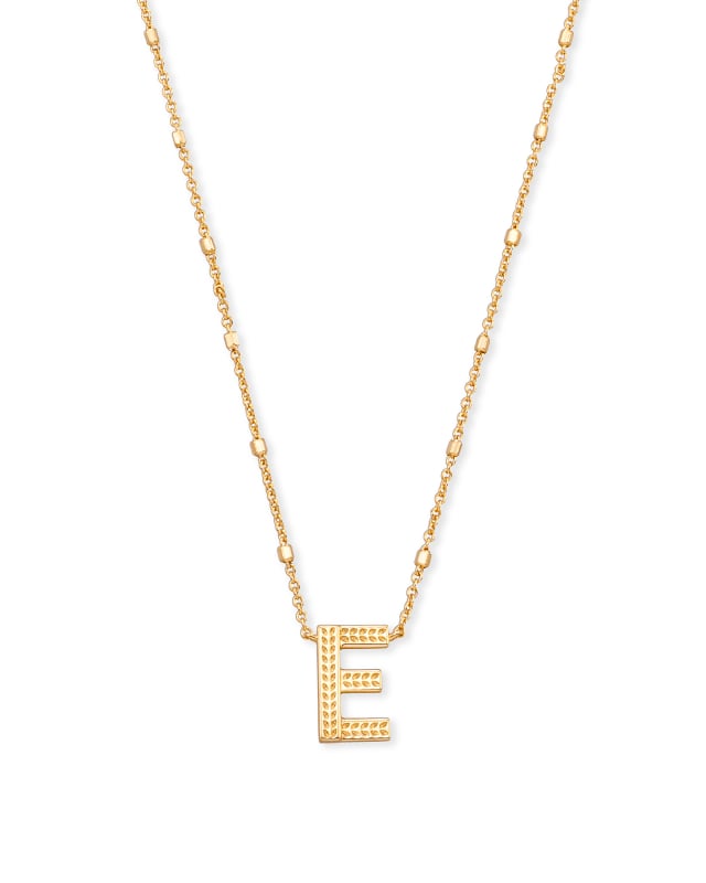 Letter E Pendant Necklace in Gold image number 0.0