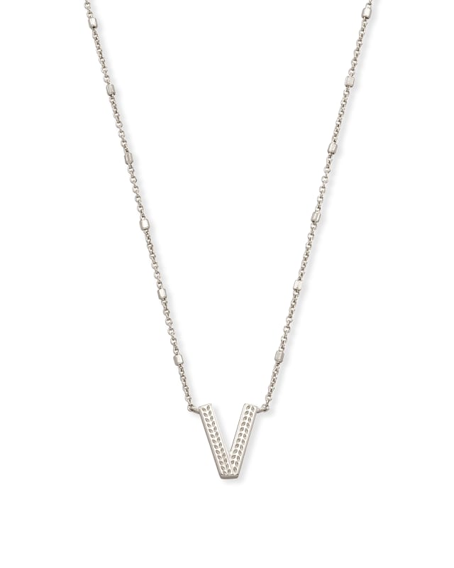 Sterling Silver V Letter Pendant Necklace - Bella Jade