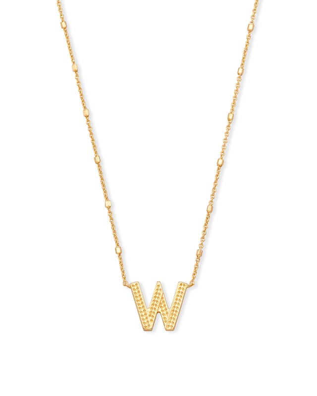 Letter W Pendant Necklace in Gold image number 0.0