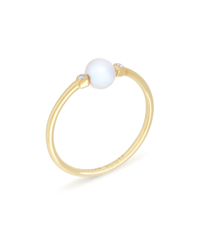 Cathleen 14k Yellow Gold Band Ring in Pearl image number 2.0