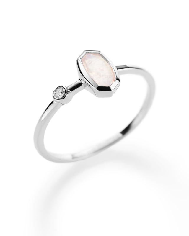 Chastain Ring in Rainbow Moonstone and 14k White Gold  image number 1.0