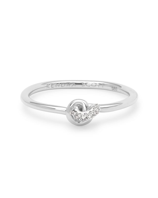 Love Knot 14K White Gold Band Ring in White Diamond  image number 0.0