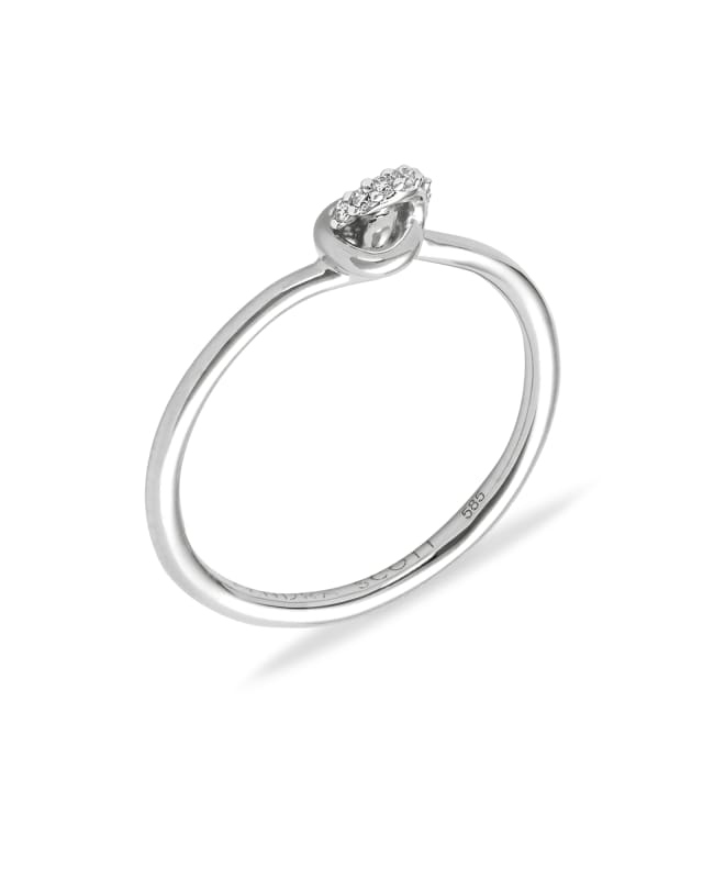 Love Knot 14K Gold Band Ring in White Diamond image number 1.0