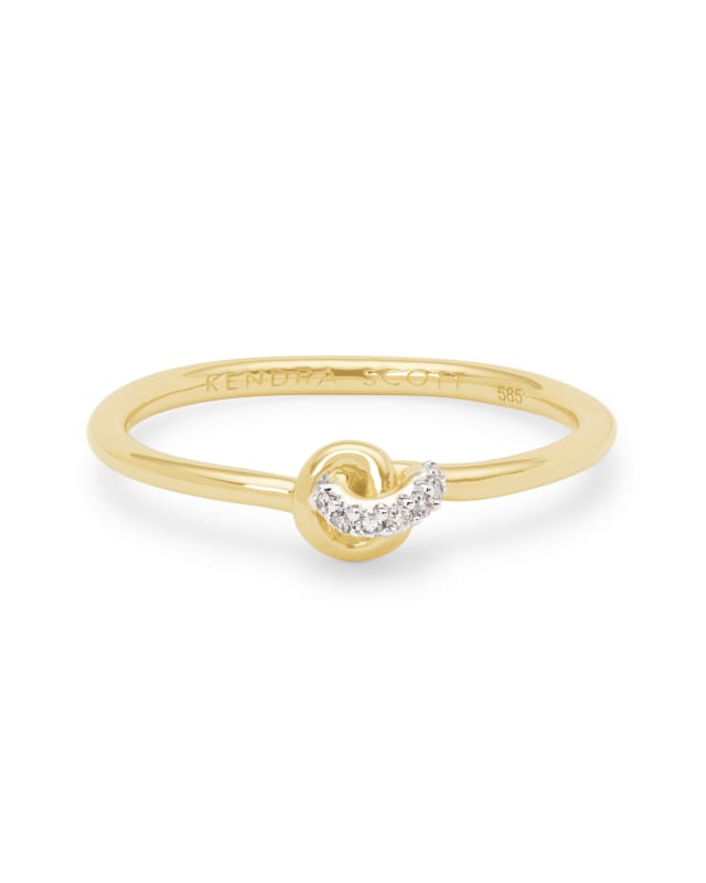 Love Knot 14K Yellow Gold Band Ring in White Diamond image number 0.0