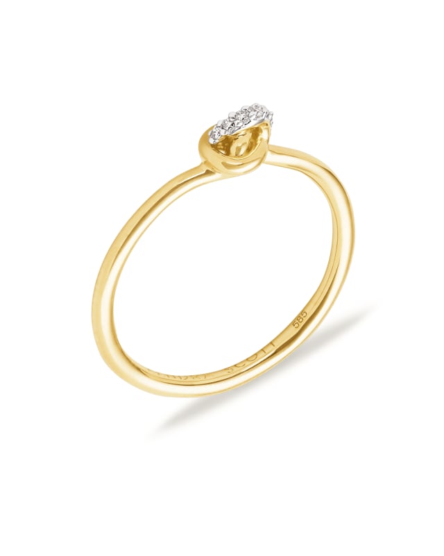 Love Knot 14K Yellow Gold Band Ring in White Diamond image number 1.0