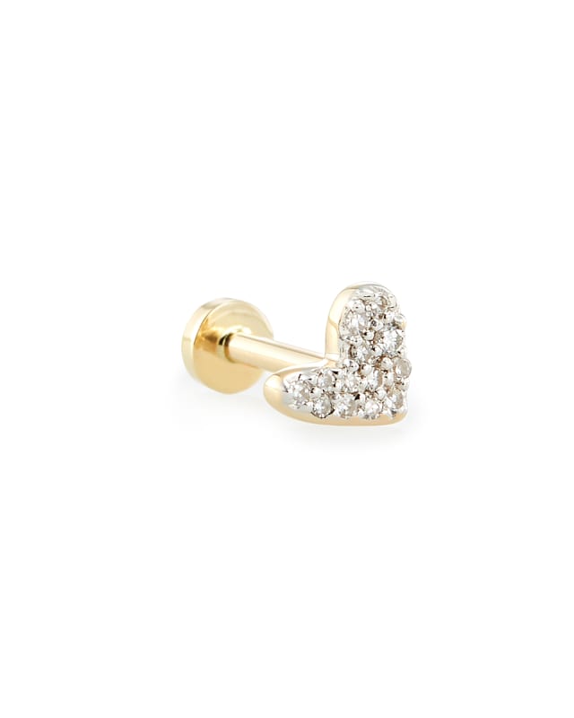 Heart Mini 14k Yellow Gold Single Stud Earring in White Diamond image number 0.0