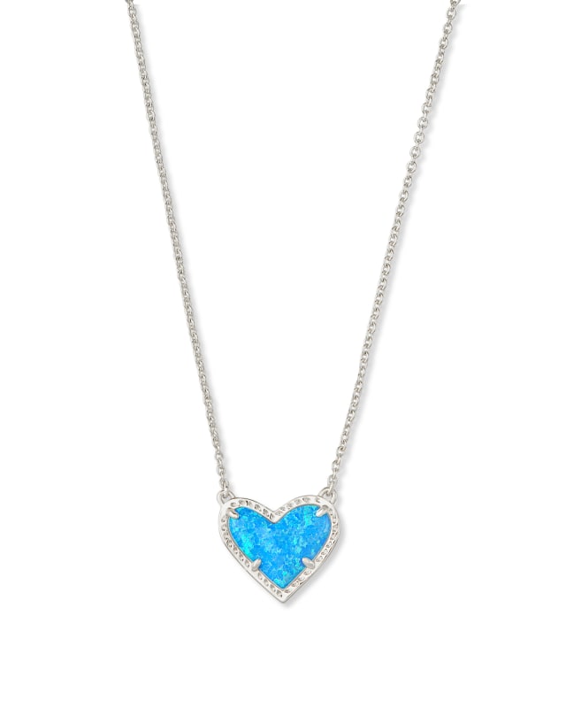 Ari Heart Silver Pendant Necklace in Ocean Kyocera Opal image number 0.0