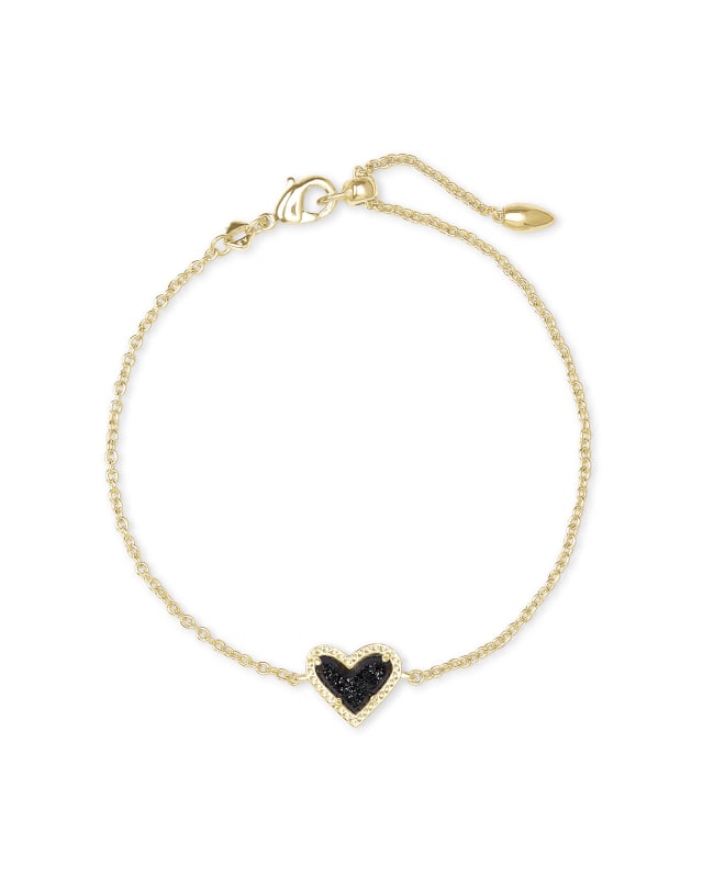 Ari Heart Gold Chain Bracelet in Black Drusy image number 0.0