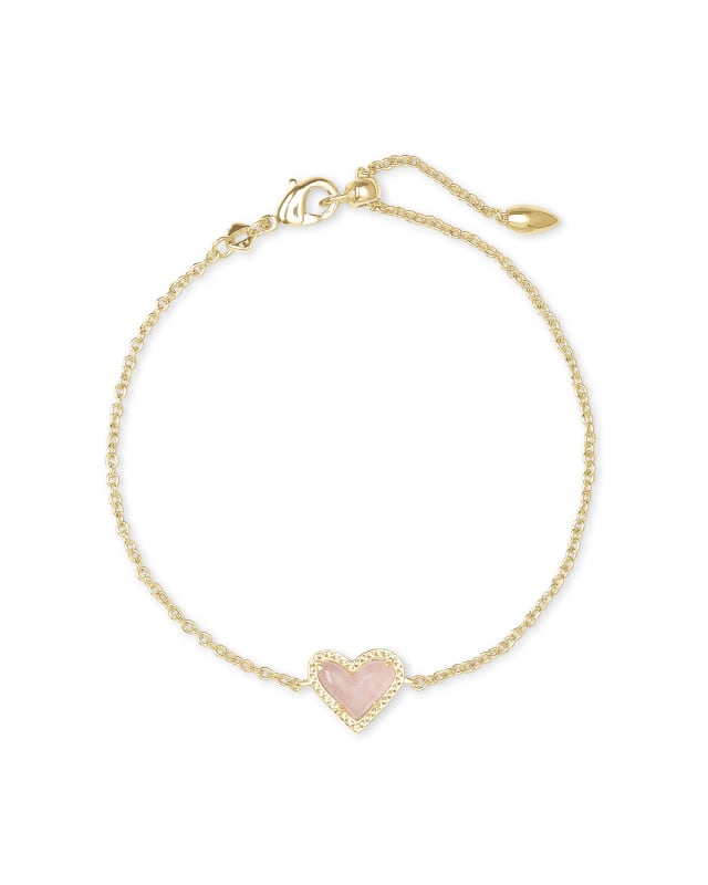 Ari Heart Gold Chain Bracelet in Rose Quartz image number 0