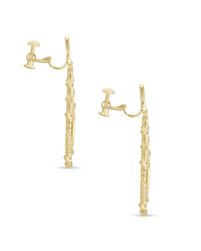 Sophee Crystal Clip-On Drop Earrings in Gold image number 1.0