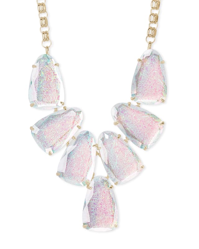 Harlow Gold Statement Necklace in Iridescent Dichroic Foil image number 0.0