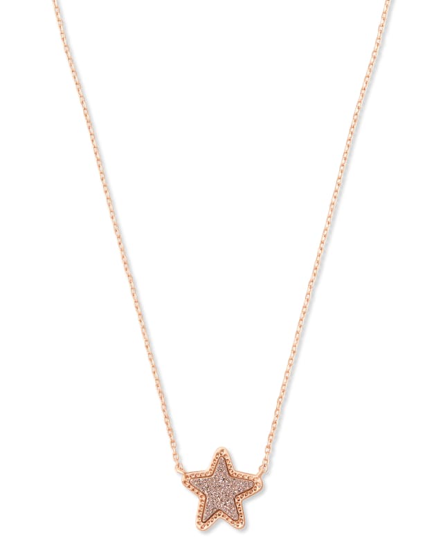 Elisa Rose Gold Pendant Necklace in Rose Gold Drusy