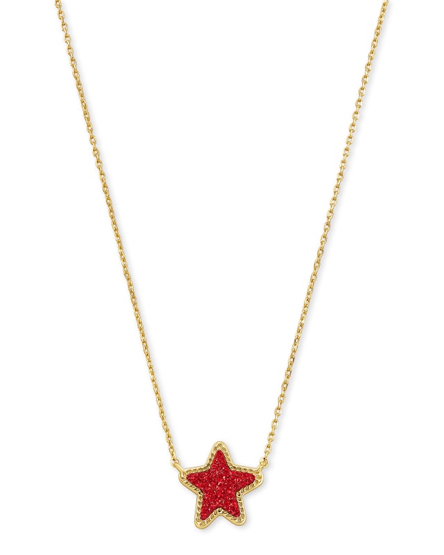 Jae Star Gold Pendant Necklace in Bright Red Drusy image number 0.0