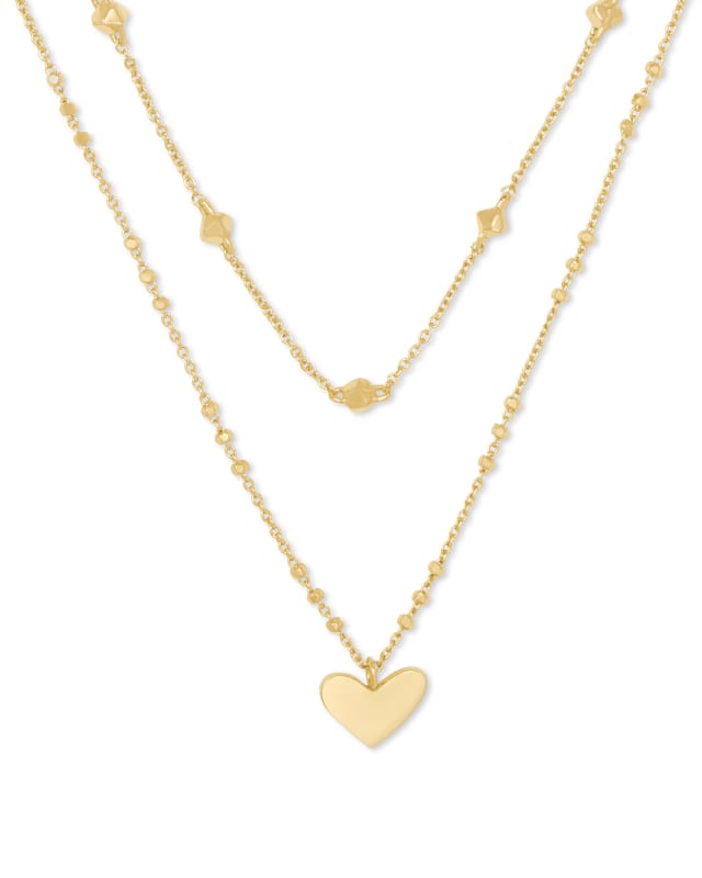 Ari Heart Multi Strand Necklace in Gold image number 0.0