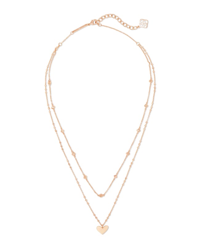 Ari Heart Multi Strand Necklace in Rose Gold image number 1.0