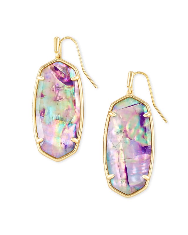 Faceted Elle Gold Drop Earrings in Lilac Abalone image number 0.0