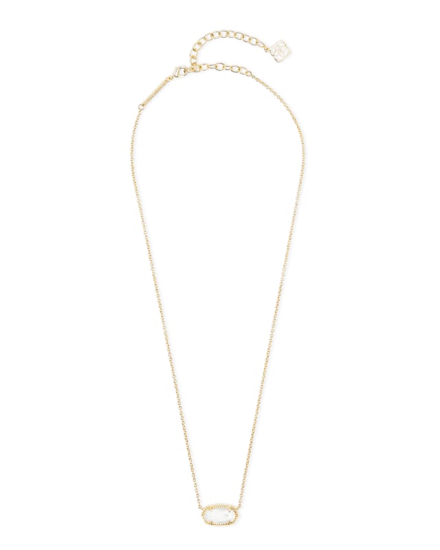 Elisa Gold Extended Length Pendant Necklace in Ivory Mother-of