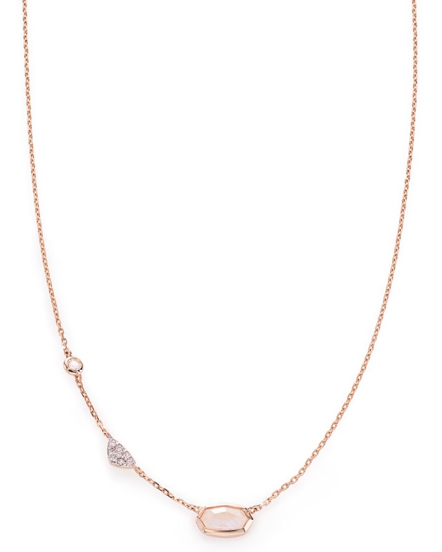 Aryn Pendant Necklace in Rainbow Moonstone and 14k Rose Gold image number 0.0