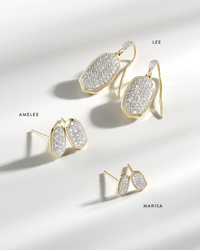 Marisa Stud Earrings in White Diamond and 14k Yellow Gold image number 4.0