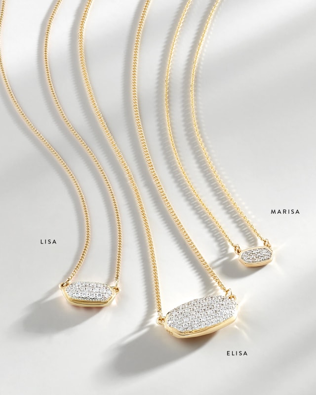 Elisa Pendant Necklace in Pave Diamond and 14k Yellow Gold image number 3.0