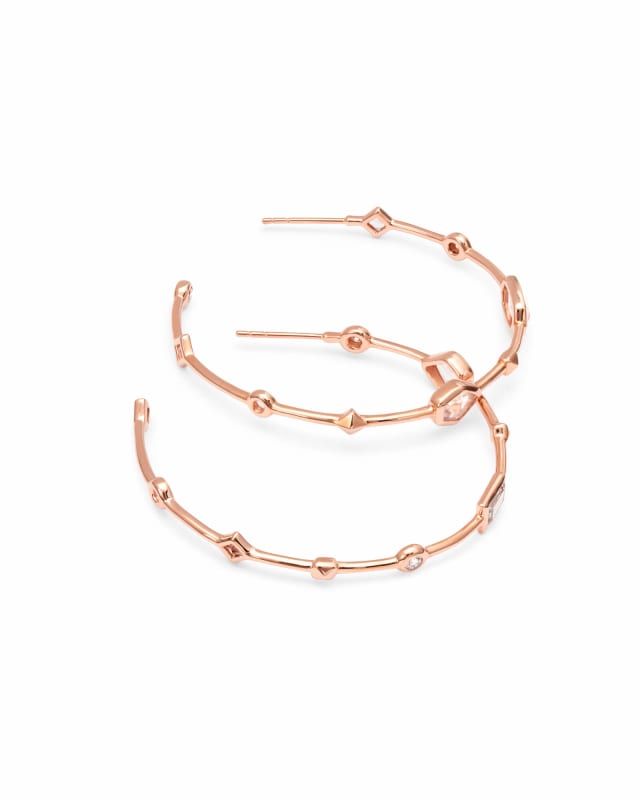 Mei 14k Rose Gold Hoop Earrings in Neutral Gemstone Mix image number 1.0