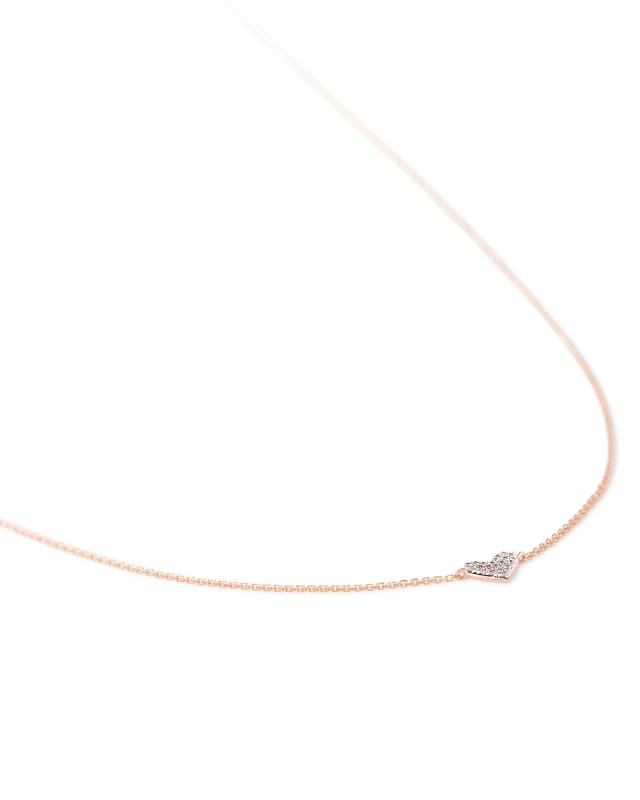 Heart 14k Rose Gold Pendant Necklace in White Diamonds image number 2.0