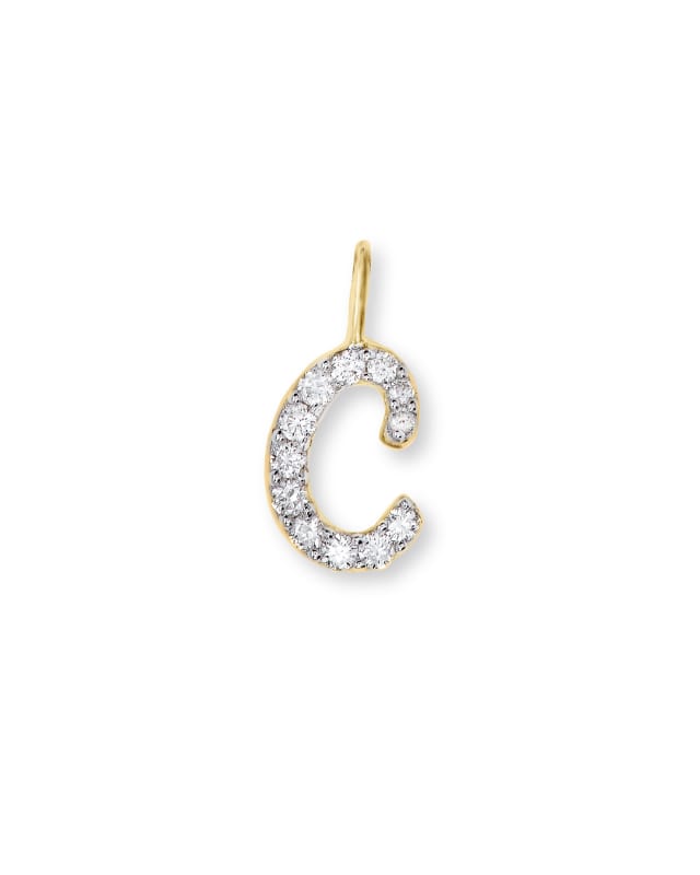 14k Yellow Gold Letter C Charm in White Diamond image number 0.0