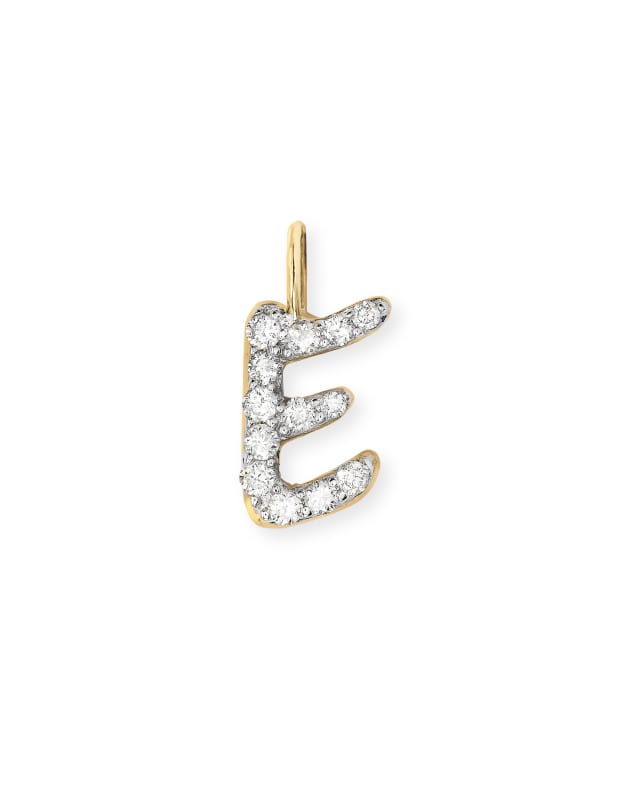 14k Yellow Gold Letter E Charm in White Diamond image number 0.0