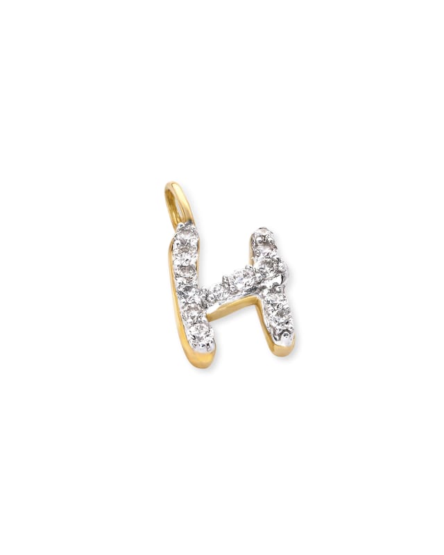 14k Yellow Gold Letter H Charm in White Diamond image number 1.0