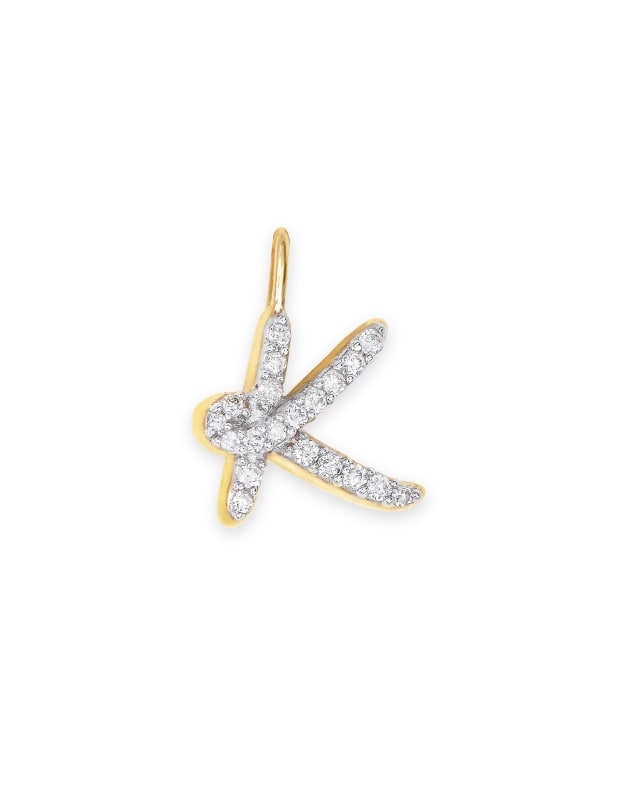 14k Yellow Gold Letter K Charm in White Diamond image number 0.0