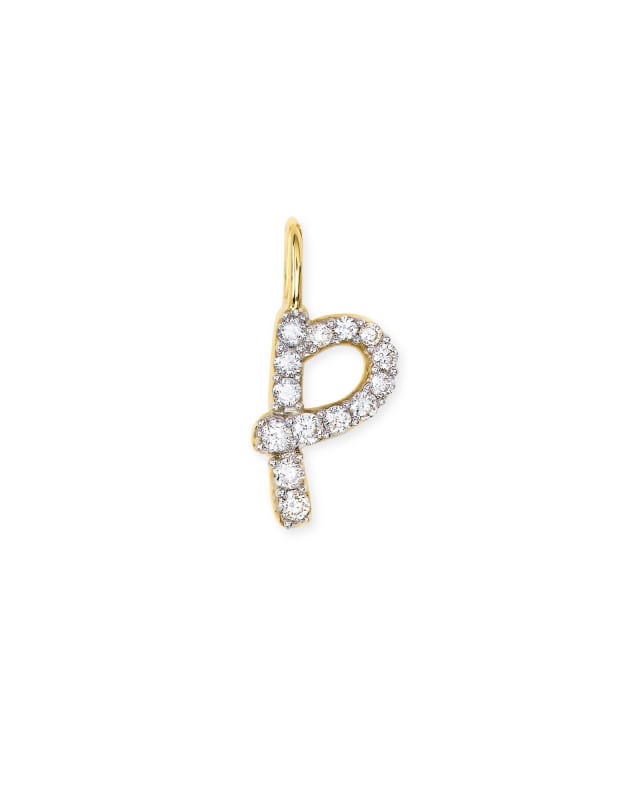 14k Yellow Gold Letter P Charm in White Diamond image number 0.0