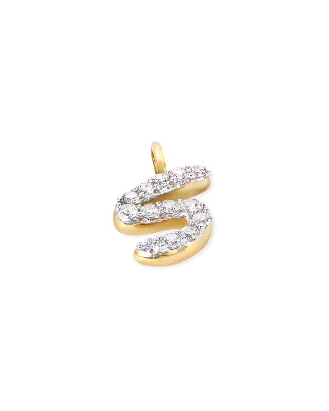 14k Yellow Gold Letter S Charm in White Diamond image number 1.0