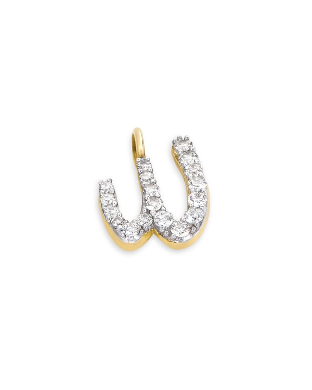 14k Yellow Gold Letter W Charm in White Diamond image number 1.0