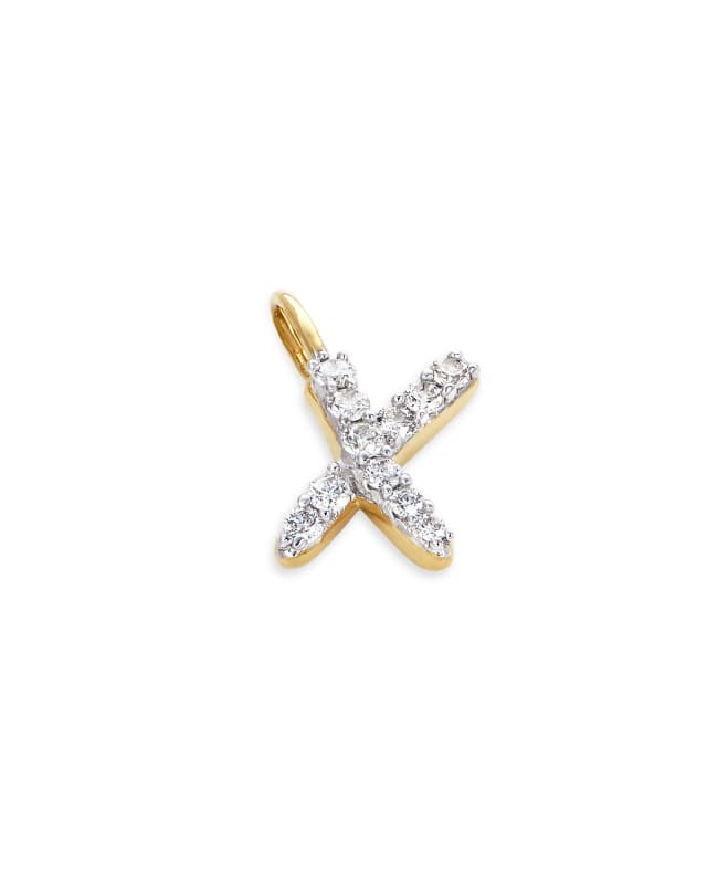 14k Yellow Gold Letter X Charm in White Diamond image number 1.0