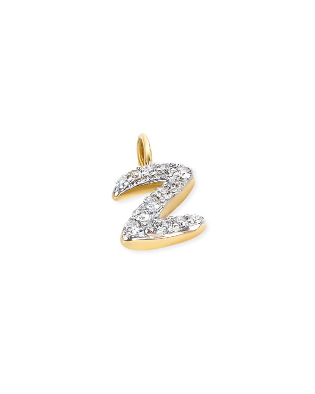 14k Yellow Gold Letter Z Charm in White Diamond image number 1.0