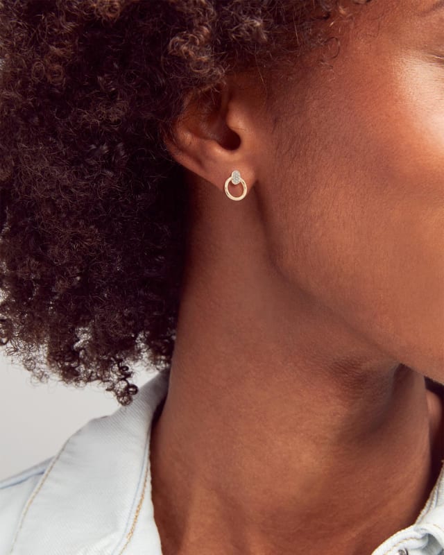 Tegan 14k Yellow Gold Stud Earrings in White Diamond Kendra Scott