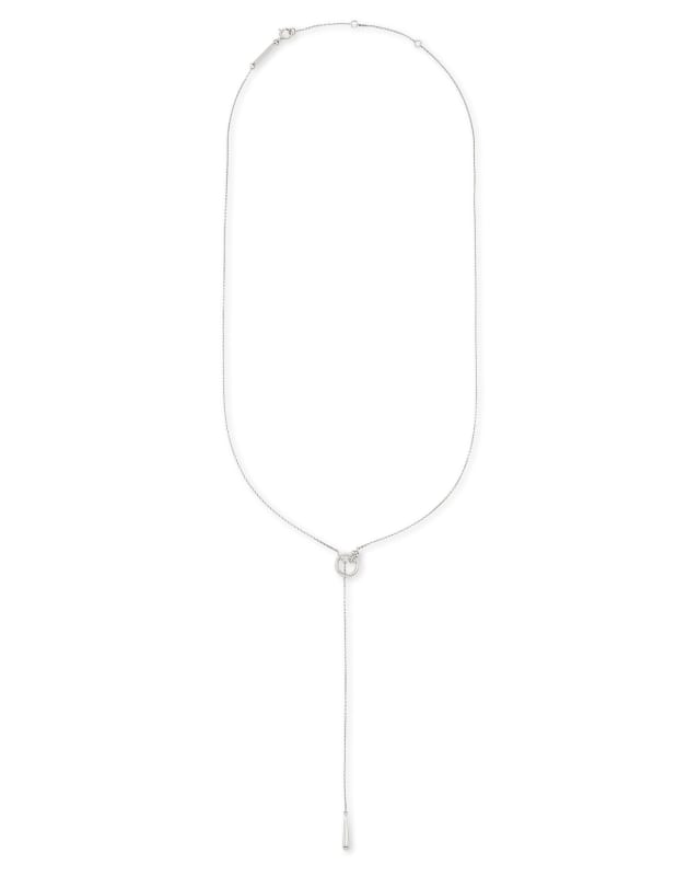 Tegan 14k White Gold Y Necklace in White Diamond image number 0.0