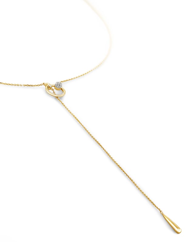 Tegan 14k Yellow Gold Y Necklace in White Diamond image number 3.0